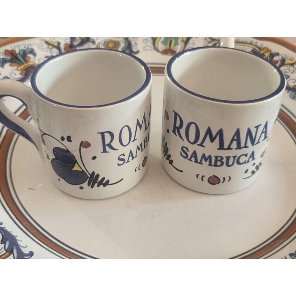 Vintage Set of 2 Romana Sambuca Espresso Cups – Authentic Deruta Italy Pottery